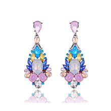 Mitoky-pendientes colgantes con piedras de cristal grandes para mujer, aretes coloridos, decoración de diamantes de imitación, joyería de moda, regalo de Navidad 2024 - compra barato