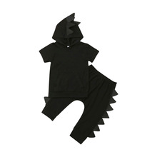 Camiseta con capucha de dinosaurio 3D para niños pequeños, pantalones bombachos, conjunto de ropa para niños de 1 a 5 años, 2 uds. 2024 - compra barato