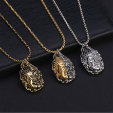 Fashion Men Double Sided Buddha Head Pendants Necklaces Party Hip Hop Jewelry Steampunk Metal Alloy Statement Necklace Gift 2024 - buy cheap