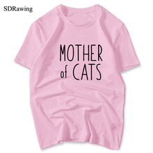 Забавная футболка с котом для мамы, кошки, с буквенным принтом, женская футболка, хлопковые повседневные Забавные футболки для женщин, топ, футболка, хипстер, Прямая поставка 2024 - купить недорого