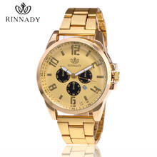2018 Rinnady Brand Luxury Men's Watch Calendar Gold Clock Male Casual Quartz Watches Men Wrist Sport Watch Relogio Masculino 2024 - buy cheap