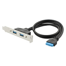 Двухпортовый PCI-кронштейн 50 см, панель, USB-кабель 3,0 Для материнской платы, 20-контактный разъем, адаптер, задний 20-контактный на 2 USB-разъема 2024 - купить недорого