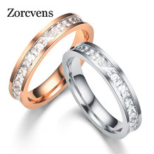 Классическое золотистое серебристое обручальное кольцо с кристаллами zorcins для женщин обручальное женское кольцо из нержавеющей стали ювелирные изделия на палец 2024 - купить недорого