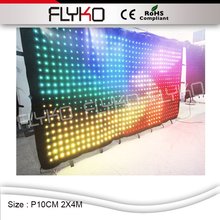 FLYKO сценический светодиодный видео занавес P10 2x4 м RGB3in1 Светодиодная лампа ткань с DMX PC контроллером 2024 - купить недорого