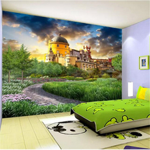 Wellyu papel de parede personalizado 3d de fotos murais fantasia castelo traseiro jardim paisagem sala de estar plano de fundo papel de parede 3d mural 2024 - compre barato