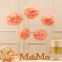 8 шт персикового цвета бумажные цветы бумажные шарики-Помпоны для вечеринки, свадьбы, украшения для детского душа 2024 - купить недорого