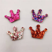 20pcs/lot 2X2.5CM sewing patch Shiny/Glittered Crown Padded Appliques Mix Five Colors for Bows 2024 - buy cheap