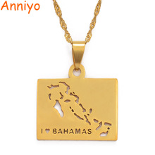 Anniyo Bahamas Map Pendant Necklaces for Women Girls Gold Color Island Jewelry Gifts #110321 2024 - buy cheap