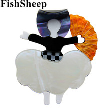 FishSheep New Style Girl Acrylic Brooches And Pins For Women Fashion Large Ladies Resin Collar Brooch Scarf Badges Accessories 2024 - buy cheap