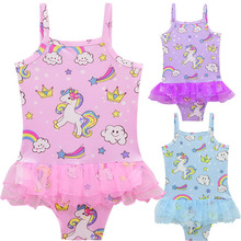 Girls Unicorn One-Piece Swimsuits 3-9Years Summer Beach Swimwear Children Girls Lovely Bathing Suits UPF 50+ G48-7942 2024 - buy cheap