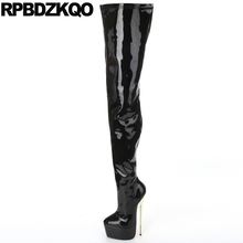 Big Size Thigh High Boots For Plus Women Luxury Wide Calf Shoes Stiletto Heel Crotch 12 44 Over The Knee Pointed Toe Dance 13 45 2024 - buy cheap