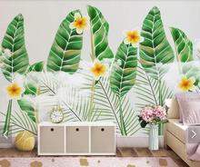 Papel tapiz de flores y hojas tropicales para sala de estar, Mural de contacto pintado a mano, papel de pared 3d personalizado 2024 - compra barato