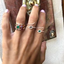 Anéis de cristal de strass feminino, anéis elegantes da moda para mulheres cor ouro rosado 3 peças conjunto de joias tamanho 6-8 arco-íris cz 2024 - compre barato