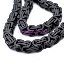 Collar de cadena de acero inoxidable para hombre y niño, pulsera o cadena de color negro con diseño bizantino de 8,5mm, joyería 2024 - compra barato
