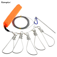 Rompin 6M Buckle 5 Snaps Stainless Steel Live Fishing Stringer Steel Lanyard Large Fish Lock with Float and Plastic Handle 2024 - buy cheap