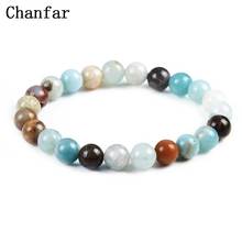 Chanlong pulseira com pedra natural elástica, 19 estilos com pulseira howlite lava branca miçangas bracelete olho de tigre joias 2024 - compre barato