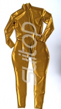 Traje de gato caucho de látex dorado natural, traje con guantes, cremallera trasera o frontal, personalizado 2024 - compra barato