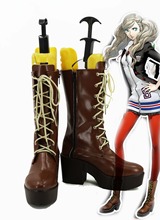 P5A the Day Breakers Persona 5 Anne Takamaki Cosplay Shoes Halloween Brown High Boots Custom-made European Size 2024 - buy cheap