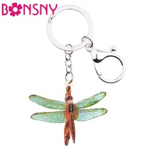 Bonsny Statement Acrylic Green Dragonfly Key Chain Keychain Rings Unique Insect Jewelry Gift For Women Girls Bag Car Charms Bulk 2024 - buy cheap