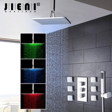 Jieni-conjunto de chuveiro com jatos de água, 8, 10, 12, 16 espaços, led, quadrado, cromado, bronze, mensagem, montagem do teto, kit de chuveiro de mão, conjunto 2024 - compre barato