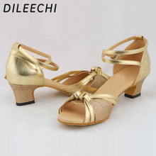 DILEECHI-zapatos de baile latino para mujer adulta, zapatos de tacón bajo de 4,5 CM, para baile de salón 2024 - compra barato