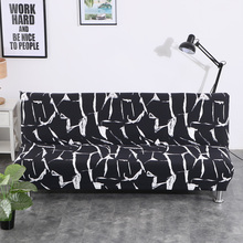 Funda geométrica para sofá cama, cubiertas de asiento elásticas sin reposabrazos, color blanco y negro, para sala de estar 2024 - compra barato