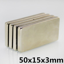 1PC  50mm x 15mm x 3mm Strong Powerful Block Square Magnet Craft Model Rare Earth 50*15*3Neodymium Permanent Magnet 50x15x3 2024 - buy cheap