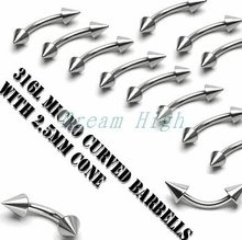 Curved Eyebrow ring Erybrow pircing 316L surgical steel fashion Body piercing Jewelry 100pcs/lot Promotional Gift 2023 - buy cheap