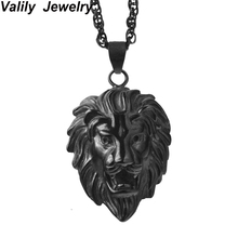 Black  Men's Hip Hop Lion Head Pendant Necklace, Luxury Stainless Steel Male Jewelry Friendship Gift,Christmas gift 2024 - buy cheap