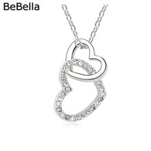 BeBella-collar con colgante de corazón doble para mujer, joyería de cristal a la moda para niños, regalo de Navidad para novios 2024 - compra barato