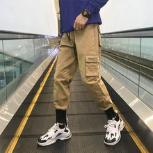 Homem multi-bolso elástico cintura design harem pant homem streetwear punk hip hop calças casuais corredores masculino dança pant 2024 - compre barato
