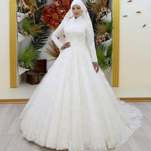 Женское свадебное платье It's yiiya, белое кружевное платье в мусульманском стиле с длинными рукавами и высоким воротником на лето 2019 2024 - купить недорого