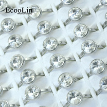 EcooLin-anillos de acero inoxidable de circón superior para mujer, joyería a la moda, lote de 10 Uds. LR4036 2024 - compra barato