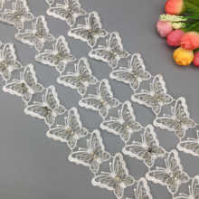 2 yard Cotton Pearl Beaded Butterfly Diamond Lace Trim Embroidered Lace Ribbon Fabric Sewing Craft Costume Dress DIY Accessories 2024 - buy cheap