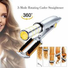 Pro 3 in 1 2-Way Rotating Curling Iron Hair Brush Curler Straightener New 2024 - buy cheap