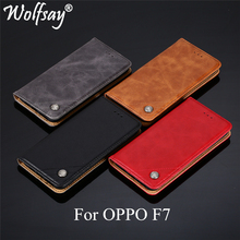 Wolfsay For OPPO F7 Case Triangle Pattern Flip Cover PU leather & Soft TPU Inside Cases for OPPO F7 2018 Without Magnets 6.23" 2024 - buy cheap