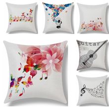 RUBYLOVE Floral Music Symbol Printed Pillow Cover Linen Cotton Square Cushion Cover  Home Decorative Couch Custom Pillowcase 2024 - buy cheap