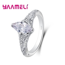 Women Female Finger Finger Excellent 925 Sterling Silver Clear Cubic Zirconia Crystal Jewelry Finger Rings Wholesale 2024 - buy cheap