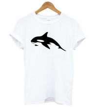 Женская футболка с принтом кита, хлопковая повседневная забавная футболка для леди, топ для девочек, хипстерская футболка Tumblr, прямая поставка F739 2024 - купить недорого