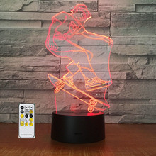 Craze-Lámpara LED 3D acrílica de Skateboarding, iluminación de ambiente para oficina, Bar y dormitorio, ilusión de 7 cambios de colores, regalo para niños, decoración del hogar 2024 - compra barato