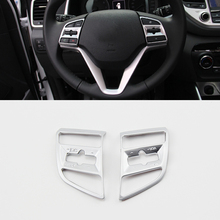 For HYUNDAI TUCSON TL 2015-2017 ABS Matte Steering Wheel Interior Frame Decoration cover Trim Car Stickers Accessories 2pcs 2024 - buy cheap