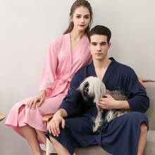 Towel Bath Robe Dressing Gown Unisex Men Women Sleeve Solid Waffle Sleep Lounge Bathrobe Nightgown Lovers Robes 2024 - buy cheap