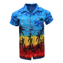 2019 Summer Men Shirt Casual Button Hawaii Print Beach Short Sleeve Quick Dry shirt Top camisa masculina hawaiian shirt 2024 - buy cheap