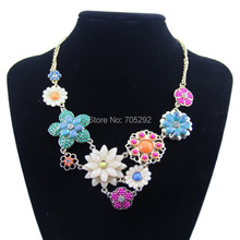 New Vintage Statement Multicolor Crystal Flowers Necklaces & Pendants Gold Choker Necklace 2024 - buy cheap