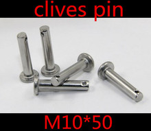 10pcs/lot M10*50 10mm  M10 304 stainless steel Clevis Pin,Flat head cylindrical pin with hole 2024 - buy cheap