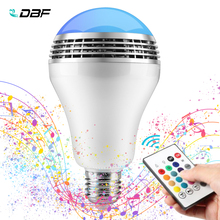 DBF-bombilla LED RGB E27, lámpara de iluminación con Bluetooth, altavoz regulable de colores, luces de música con Control remoto RF de 24 teclas, 10W 2024 - compra barato