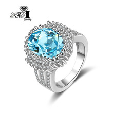 Yayi jóias moda princesa corte 9.6 ct zircão azul prata cor noivado anéis de casamento coração anéis de festa presentes 1163 2024 - compre barato