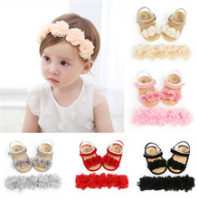 Newborn Kid Baby Girl Leather Flower Sandals Casual Crib Shoes First Prewalker with Headband 2024 - buy cheap