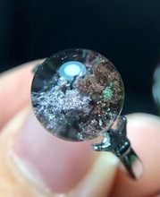 Регулируемое кольцо из серебра 925 пробы с натуральным зеленым фантомным кварцевым кристаллом, 9 мм, для мужчин и женщин, подарок для любви, прозрачное кольцо AAAAA, Прямая поставка 2024 - купить недорого