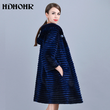 HDHOHR-Abrigos de piel Natural de piel auténtica para mujer, abrigo largo con capucha de visón, de longitud completa, 2021 2024 - compra barato